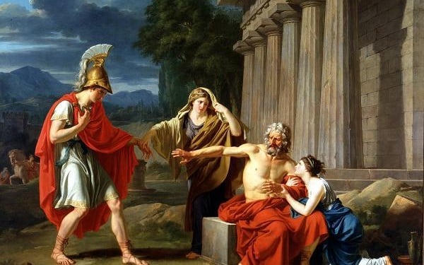 Painting: Oedipus at Colonus, by Jean-Antoine-Théodore Giroust. Dallas Museum of Art