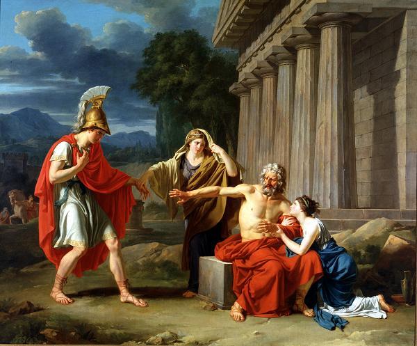 Painting: Oedipus at Colonus, by Jean-Antoine-Théodore Giroust. Dallas Museum of Art